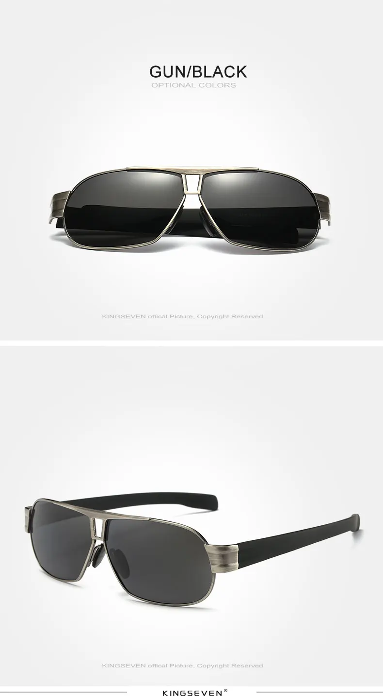 KINGSEVEN, Брендовые мужские солнцезащитные очки, сплав, поляризационные линзы, винтажные очки, аксессуары, солнцезащитные очки для мужчин, UV 400, N7516
