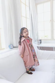 

3 4 5 6 7 8 Y Baby Trench Coat Loose Casual Long Windbreaker For Girls Solid Big Pocket Single-breasted Boy Outwear Kids Clothes