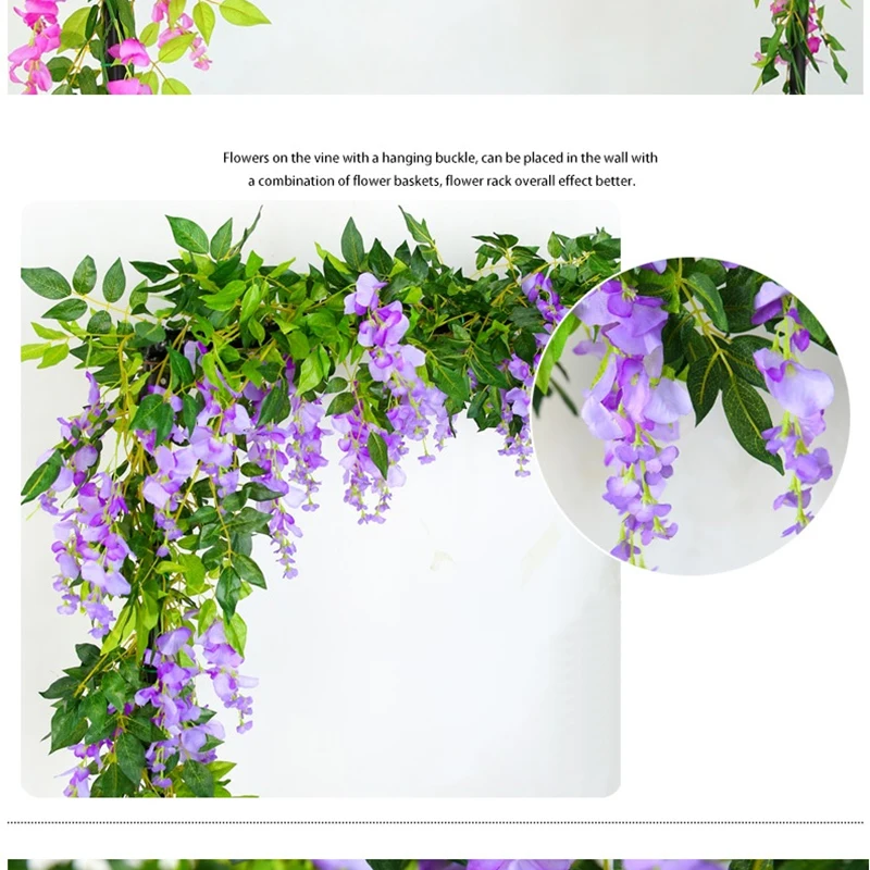 Xuanxiaotong 180 см Wisteria Искусственные цветы из ротанга Свадебные цветы украшение арки Настенный декор поддельные цветы лозы