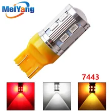 20 штук 7443 7440 автомобилей светодиодные лампы 12 SMD 5730 W21/5 Вт 5 Вт высокой мощности XPE Светодиодные лампы лампы источник света автомобиля Парковка красный, белый желтый