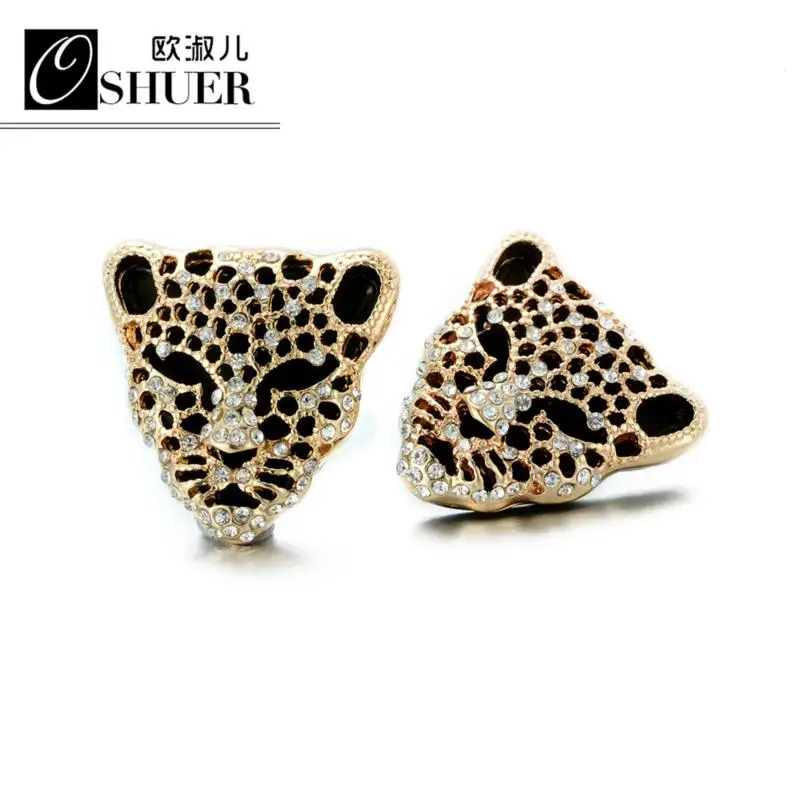 leopard face earrings