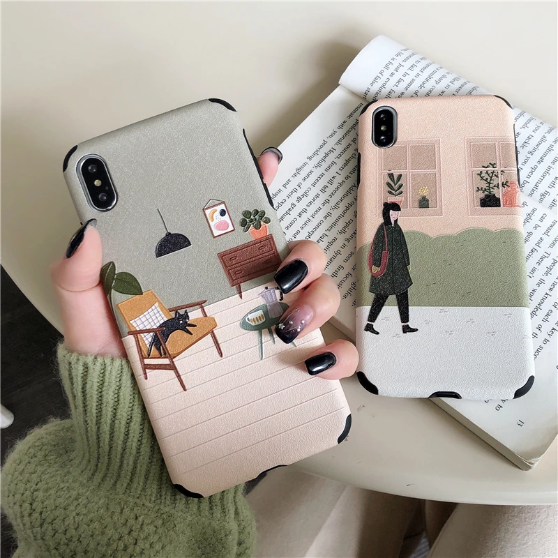 

Gimfun Vintage Matte Floral Phone Case for Iphone X Xs Max Xr 11 Pro Max Cartoon Tpu Case for Iphone 6s 7 8 Plus Soft Back Cover