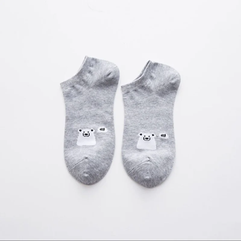 Новая мода Polar bear сплошной цвет женские хлопковые носки летние короткие носки тапочки Для женщин Повседневное мягкие носки