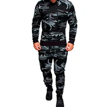 Vogue Для мужчин камуфляж толстовки брюки устанавливает мужской военной печати пуловеры толстовки Для Мужчин Спортивная топы комплекты из двух предметов