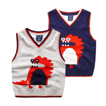 

Cartoon Children Sweater Cotton Solid Kids Sweater Vest V-Neck Sleeveless Boys Sweater Spring Autumn Children Vest Boys Clothing