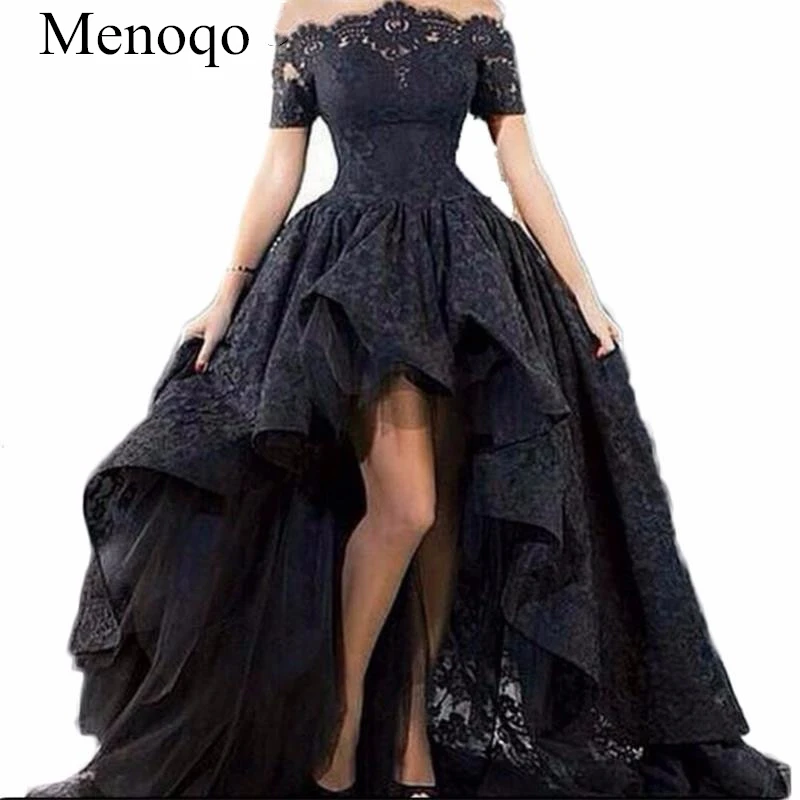 off the shoulder black ball gown