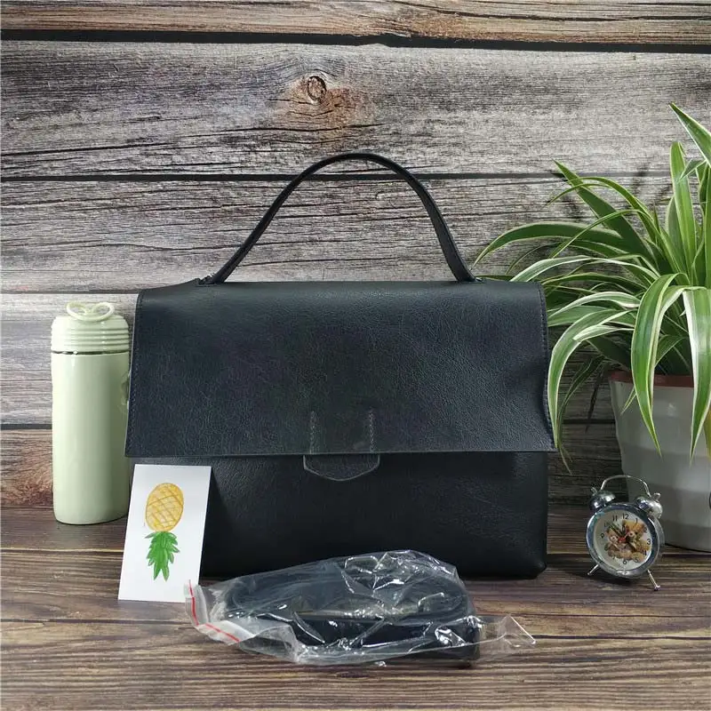 Модная Натуральная Кожаная Сумка-конверт женская сумка на плечо портативная большая емкость дикая горячая распродажа - Цвет: black