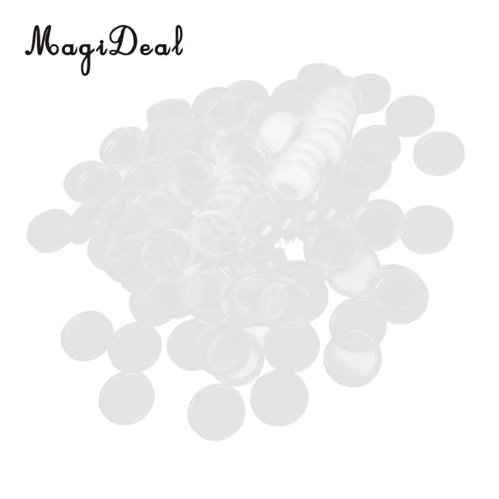 MagiDeal 100Pcs/Set Clear Coin Capsules Containers Boxes Holders for Children Kids Novelty Gift 26mm