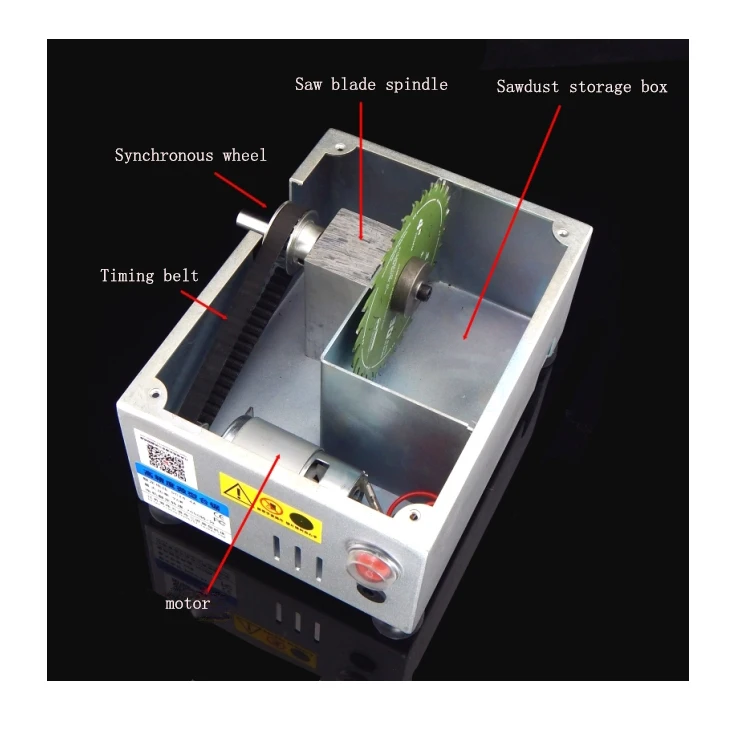 Mini Table Saw Handmade Woodworking Bench Saw DIY Hobby Model Crafts Cutting Tool with Power Supply HSS Circular Saw Blade