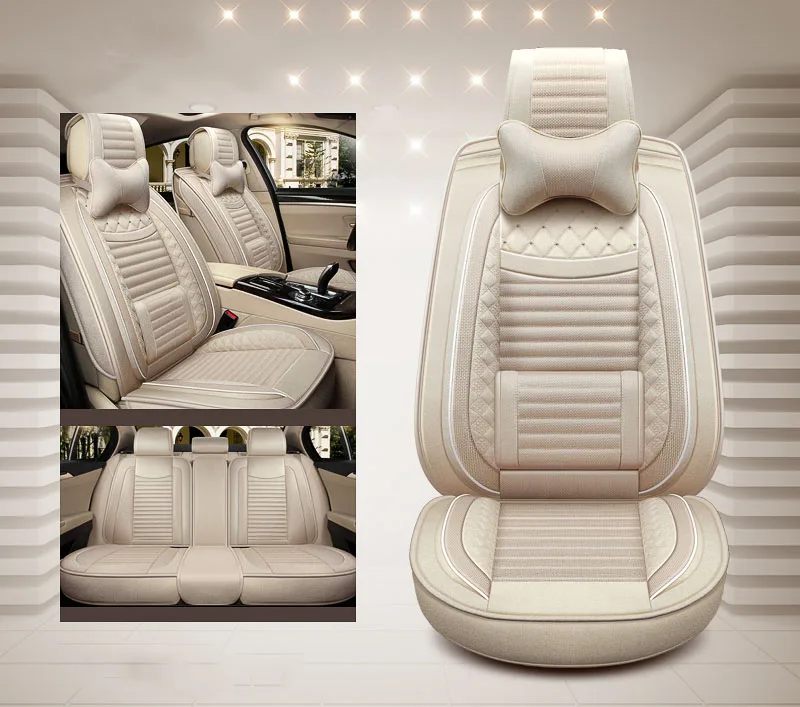 Льняная ткань сиденья пригодный для chevrolet kia opel volvo ford opel bmw x5 внутренние аксессуары, сиденье чехлы авто stylin - Название цвета: BEIGE LUX