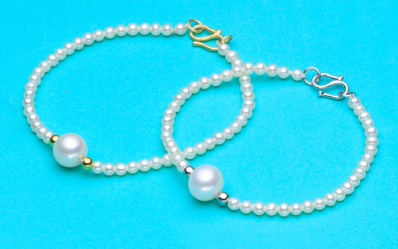 Sinya Natural 3mm pearls beads Au750 gold beads strands bracelet for ladies girls 16 17 18cm length high luster fashion design (9)