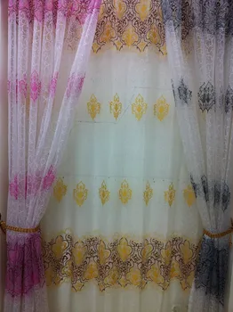 

CS 130 New Floral Print Sheer Curtain fabric Panel Window Balcony Tulle Room Divider Curtain fabric Tool custom diy sheet