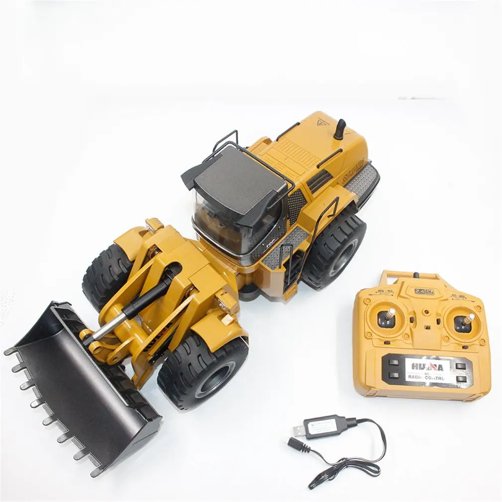 HUINA TOYS 1583 1/14 10CH Сплав RC бульдозер грузовик с фронтальным погрузчиком грузовик Инженерная строительная машина игрушка RTR для мальчиков