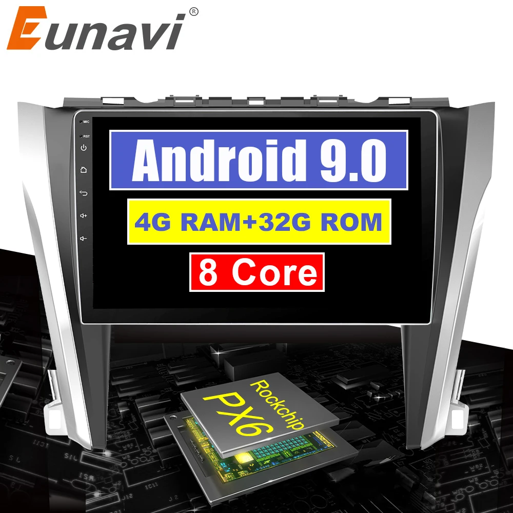 Eunavi android 9 0 автомобильный dvd gps мультимедийный плеер для Toyota Camry50 2012 Навигатор