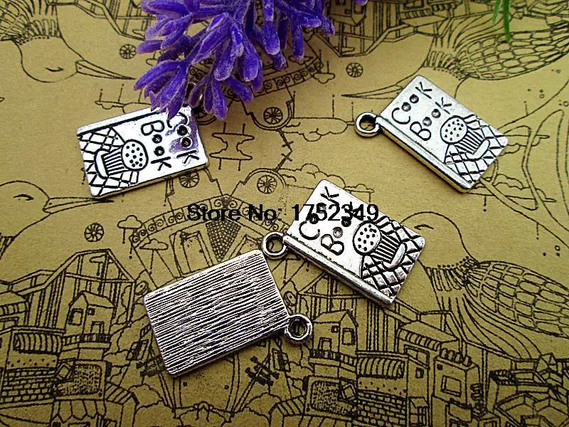 15pcs Cook Book Charms Pendants Antiqued Silver Tone 12 x 17 mm | Украшения и аксессуары