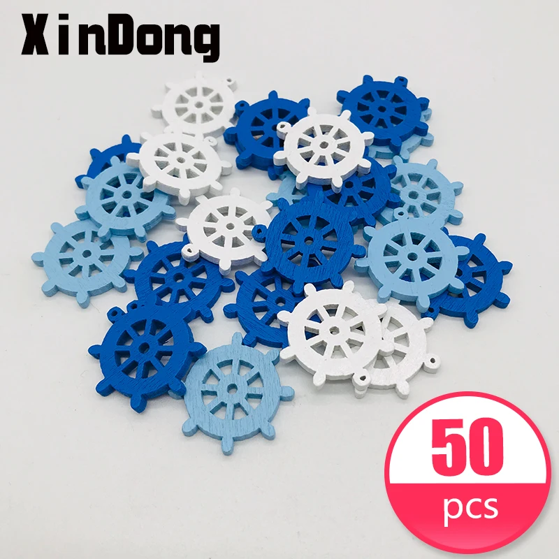 

XD 50pcs buttons rudder steering wheel wooden buttons baby button DIY For Clothes Crafts Sewing Decorative Needlework material