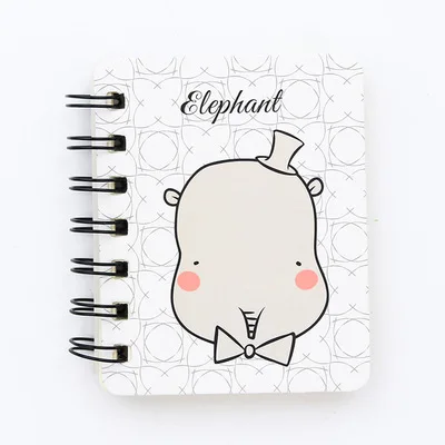 Милый мультфильм милый корейский ноутбук мини Тетрадь кошки катушки записная книжка Маленькая книга школьные принадлежности - Цвет: Elephant