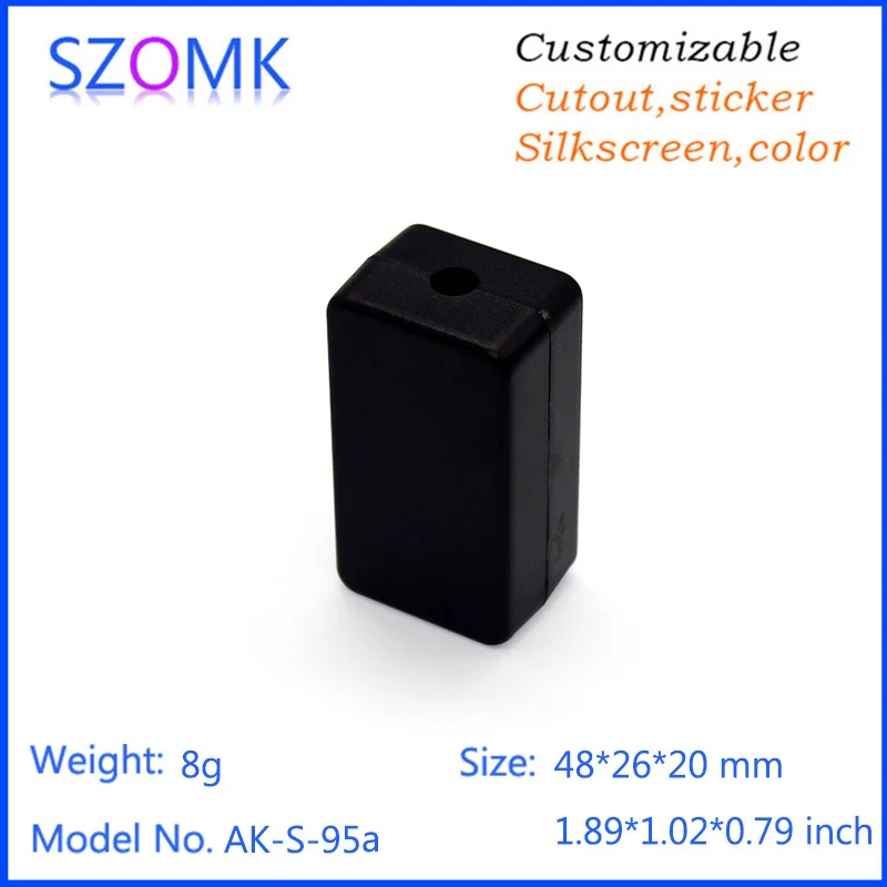 

50 pcs, 48*26*20mm new arrival small electronic enclosure szomk black plastic project box abs enclosures for electronics