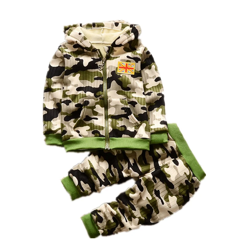 

Boys Camouflage Clothing Set 2018 New Autumn Winter Kids Clothes Hooded Jacket+Pants Children's Warm Clothing Boys Sports Suit