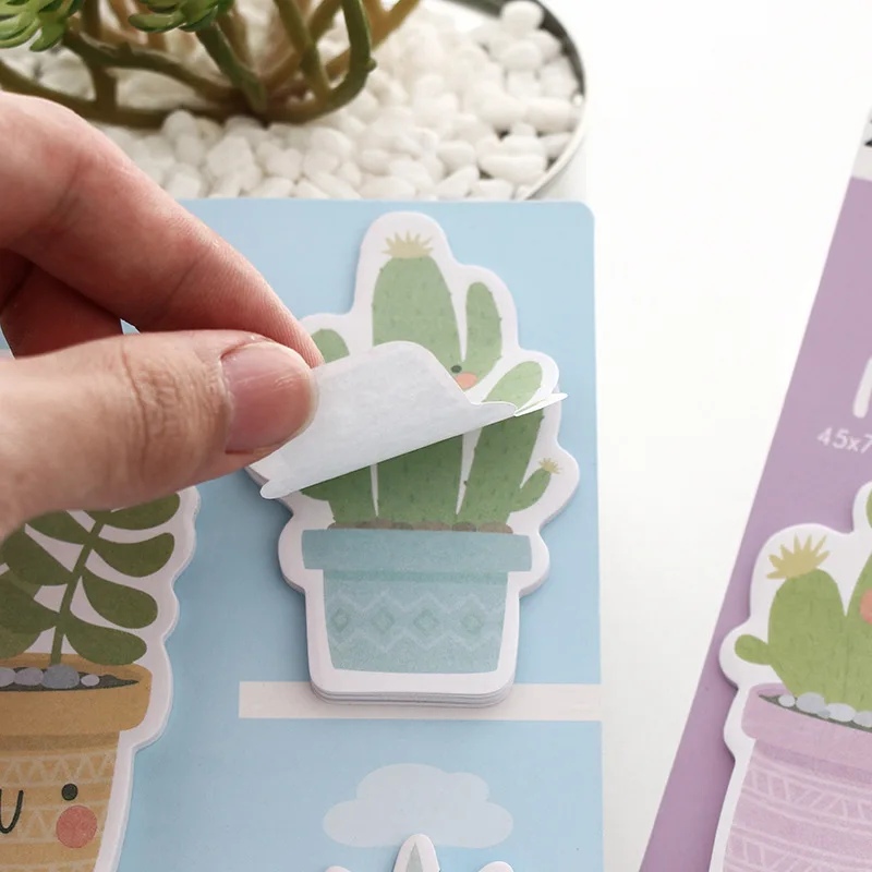 Улыбка кактус блокнот Kawaii Канцелярские Papeleria планировщик Бумага Sticky Notes DIY Скрапбукинг молочные фотоальбом этикетки наклейки