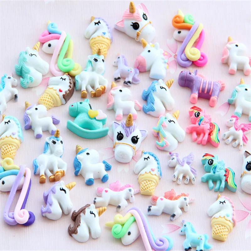 

5pcs Unicorn Charms for Slime Filler DIY Ornament Phone Decoration Resin Charms Lizun Mud Clay Slime Supplies Toys