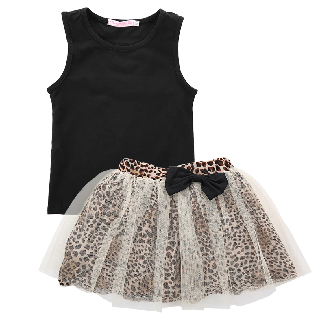 Верхняя одежда для малышей, топ без рукавов с круглым воротником для маленьких девочек, жилетка, кружевное платье, комплект из 2 предметов, комплект одежды - Цвет: Черный