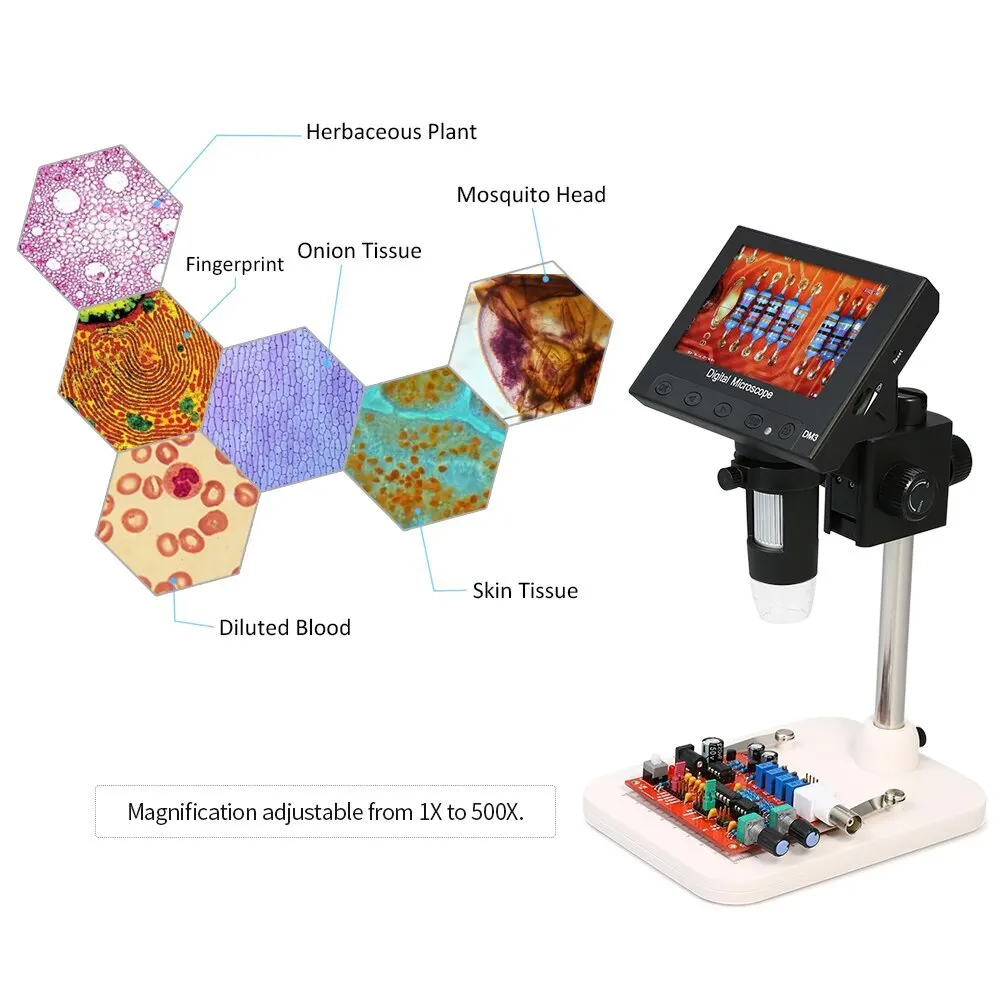 

500X Portable Microscope 1080P Mikroskop LED Digital Magnifier with Holder for Circuit Board Repair Soldering Tool LCD Display