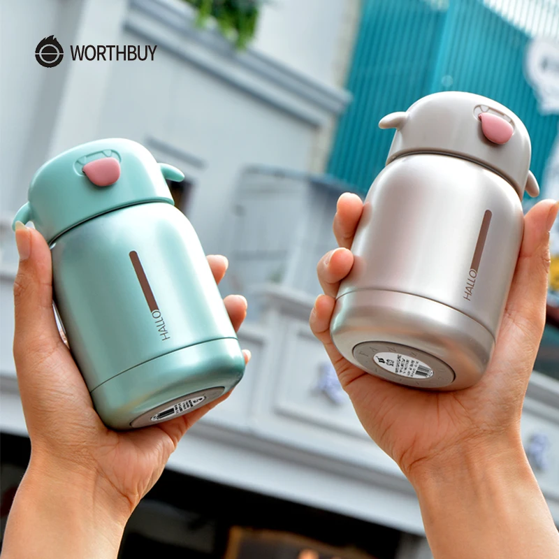 

WORTHBUY Portable Mini Thermos Bottle 304 Stainless Steel Thermos Mug Vacuum Flask For Kid Travel Thermal Water Bottle Thermocup
