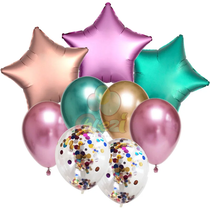 9 шт. 18 дюймов металлическое сердце конфетти для воздушного шара латексные шары на день рождения вечерние принадлежности Свадебный декор юбилей globos подарки для девочек