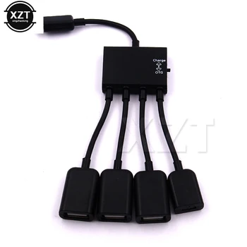 

AT 10PCS Universal Micro USB OTG Connector Spliter For Smartphone Computer Tablet PC USB Hub Cable 4 Port