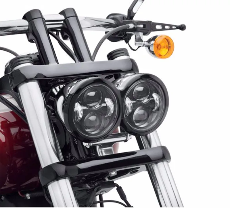 For Harley Davidson Dyna Fat Bob Daymaker Style HeadLights Dual Bullet font b Lamp b font