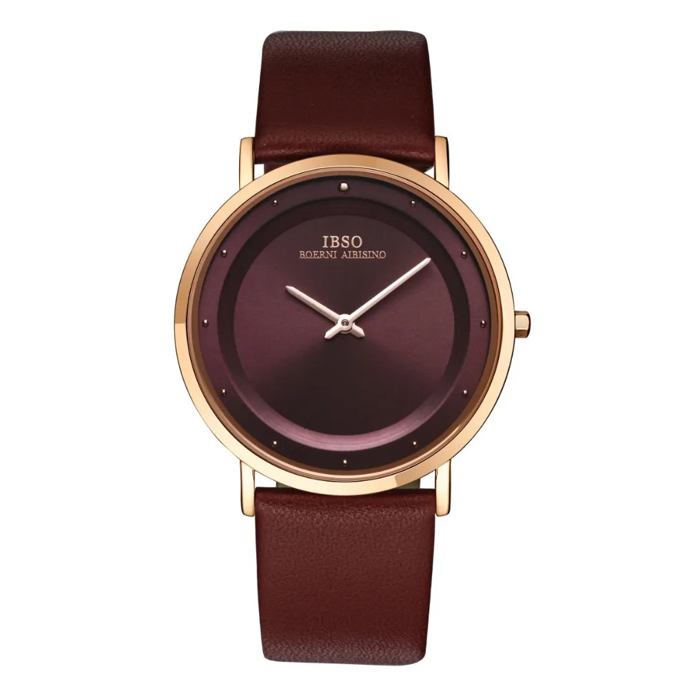 IBSO Новая мода повседневные часы для Для мужчин Водонепроницаемый Простой ультра тонкий ремень из натуральной кожи часы S8160G