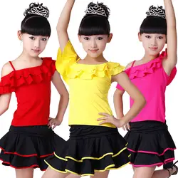 Новая детская Одежда для танцев, тренировочная одежда для девочек, детские латинские танцы, подтяжки, юбки, детские костюмы