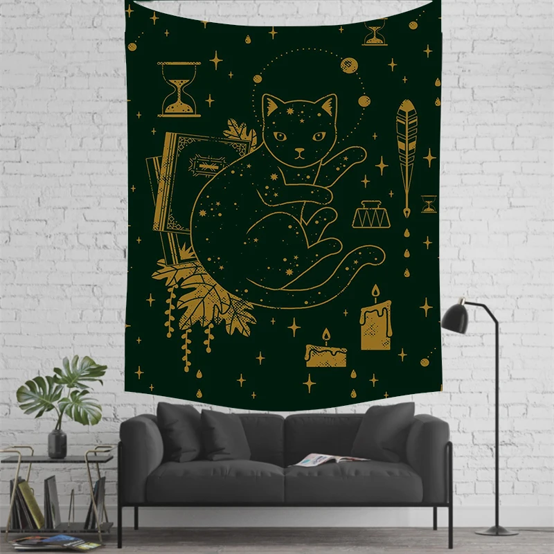 

Loartee Simple Cat Comic Print Tapestry Home Room Living Room Hotel Restaurant Wall Decor Carpet Beach Towel Shawl