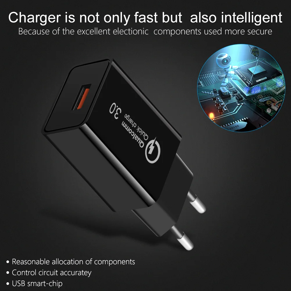 ESSIEN 18 Вт быстрое зарядное устройство 3,0 ЕС вилка для мобильного телефона микро USB быстрое зарядное устройство USB адаптер настенное зарядное устройство микро USB кабель для планшетов