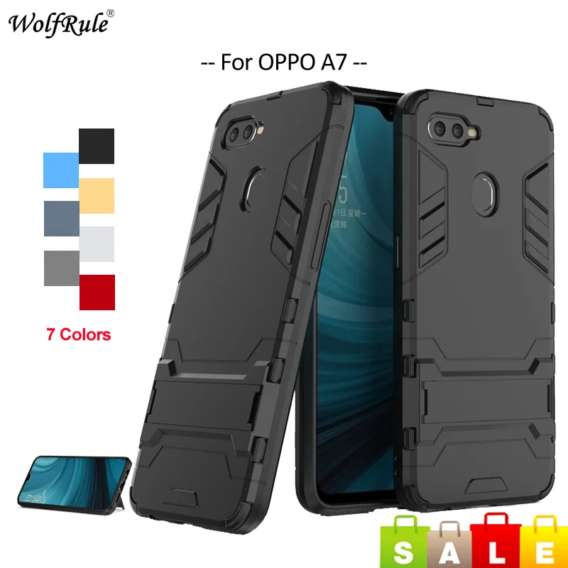 Чехол для OPPO A7 чехол WolfRule TPU и PC держатель бампер корпуса защитный задний телефона