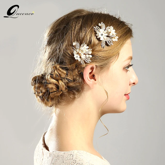 Queenco Fashion Bridal Hair Pins 2pcs Vintage Wedding Queenco Fashion Bridal Hair Pins 2pcs Vintage Wedding Accessories Clip Headpiece Pearls Ornament