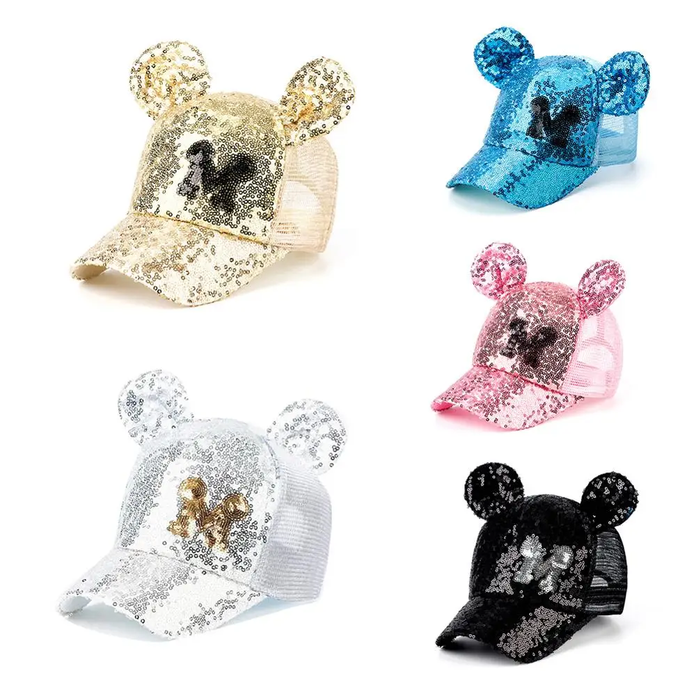 New Style Unisex Sequins Ear Hats Kids Snapback Baseball Cap With Ears Funny Spring Summer Hip Hop Boy Caps | Детская одежда и
