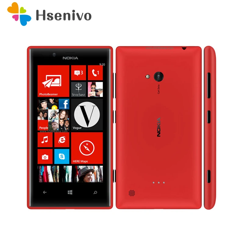 

Original Unlocked 720 Nokia Lumia 720 Windows Phone 8 Dual-core 1.0 GHz Camera 6.7MP ROM 8GB 4.3" IPS Capacitive 3G Mobile Phone