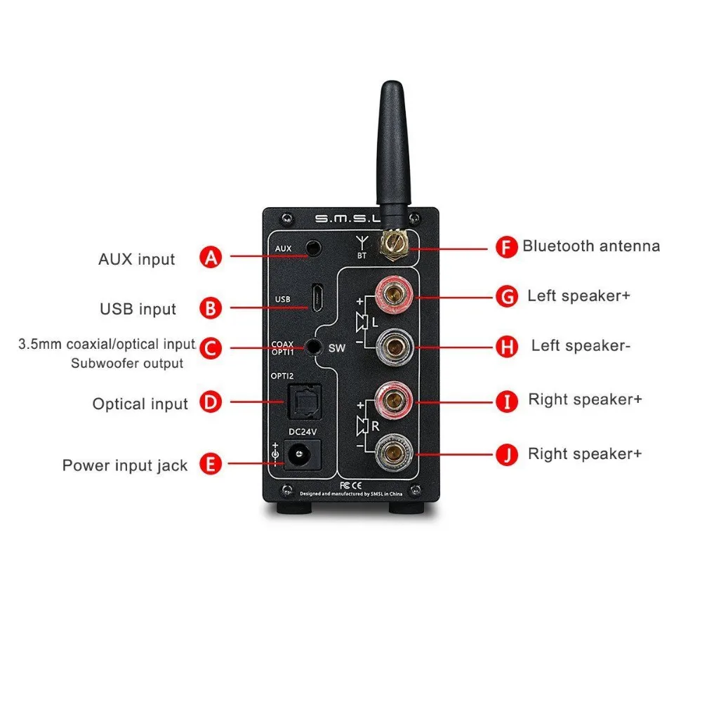 SMSL AD18 Hi-Fi аудио стерео усилитель с Bluetooth 4,2 поддерживает Apt ...