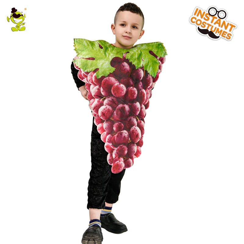 

Kids Grapes Mascot Costumes Fancy Dress Halloween Christmas Party Role Play Grapes Clothing for Kids One Size