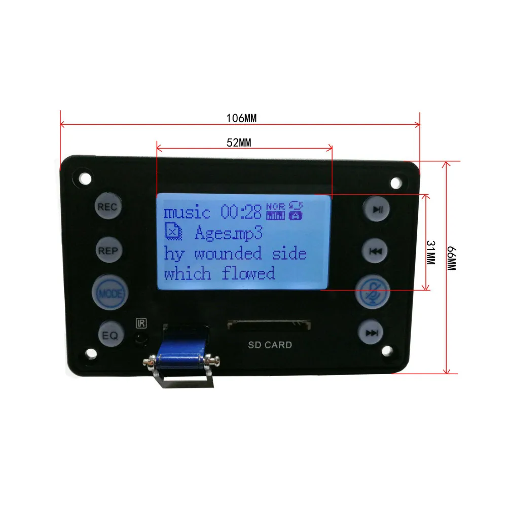 MP3 декодеры Tenghong Bluetooth 4 2 с записью WAV WMA APE DC5V 12V батарея двухсторонний аудио вход
