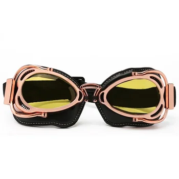 

Motorcycle Goggles Pilot Helmet Goggles Retro Vintage Artificial Leather Riding Glasses Copper