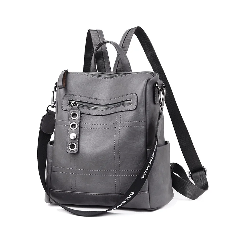 3 в 1 модный кожаный рюкзак, женская сумка через плечо, женский рюкзак, женский рюкзак для путешествий, рюкзак Mochila - Цвет: Серый