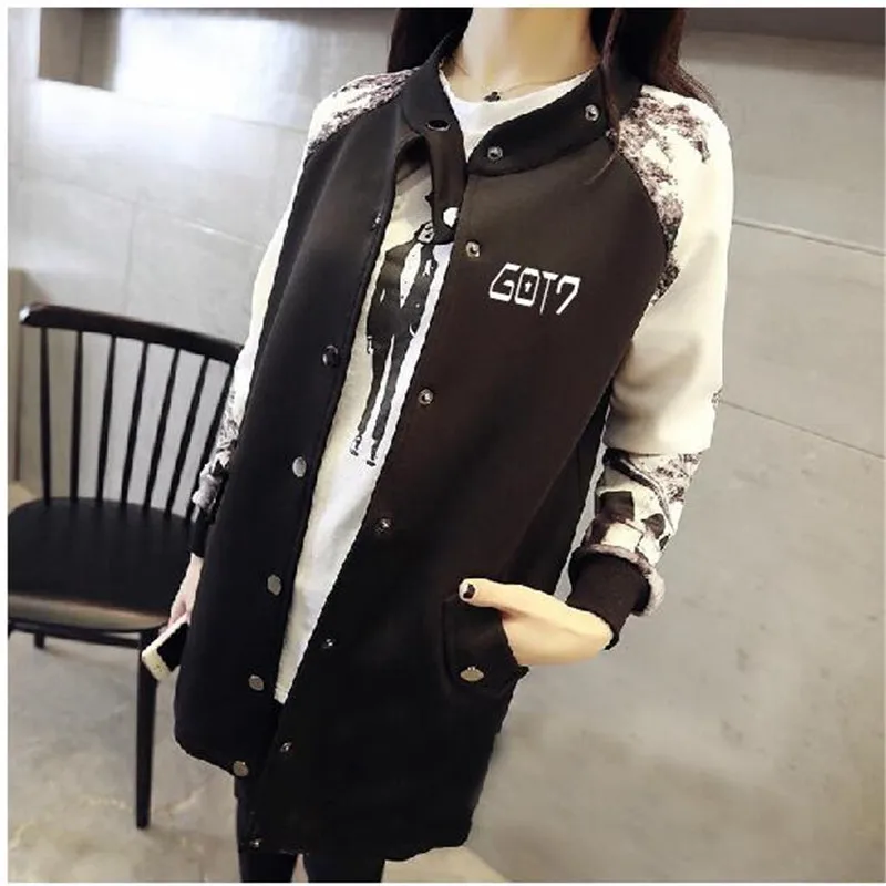 Kpop GOT7 Athleisure толстовки с буквенным принтом k pop got 7 2017 длинная одежда для пары harajuku