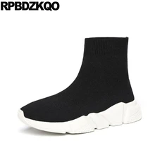 Плоские 9 кроссовки слипоны осень черный обувь протяжение вязать марка зимняя мех женские ботильоны Круглый носок батильоны повседневная женский мода женская китайский короткая