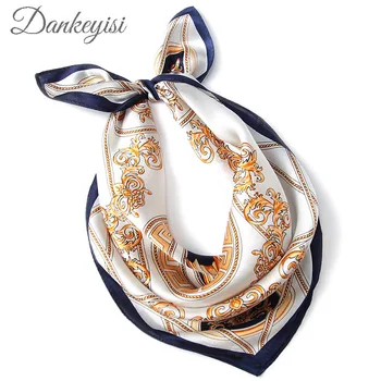 

DANKEYISI Luxury Women Square Scarf Bufanda Silk Scarves Female Small Printed Ladies Office Neckerchief Foulard Femme Bandana