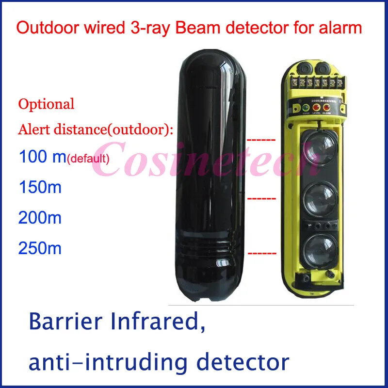 

3 Rays tri-beam wired outdoor/ indoor beam detector sensor IR perimeter,barrier infrared motion security alarm system
