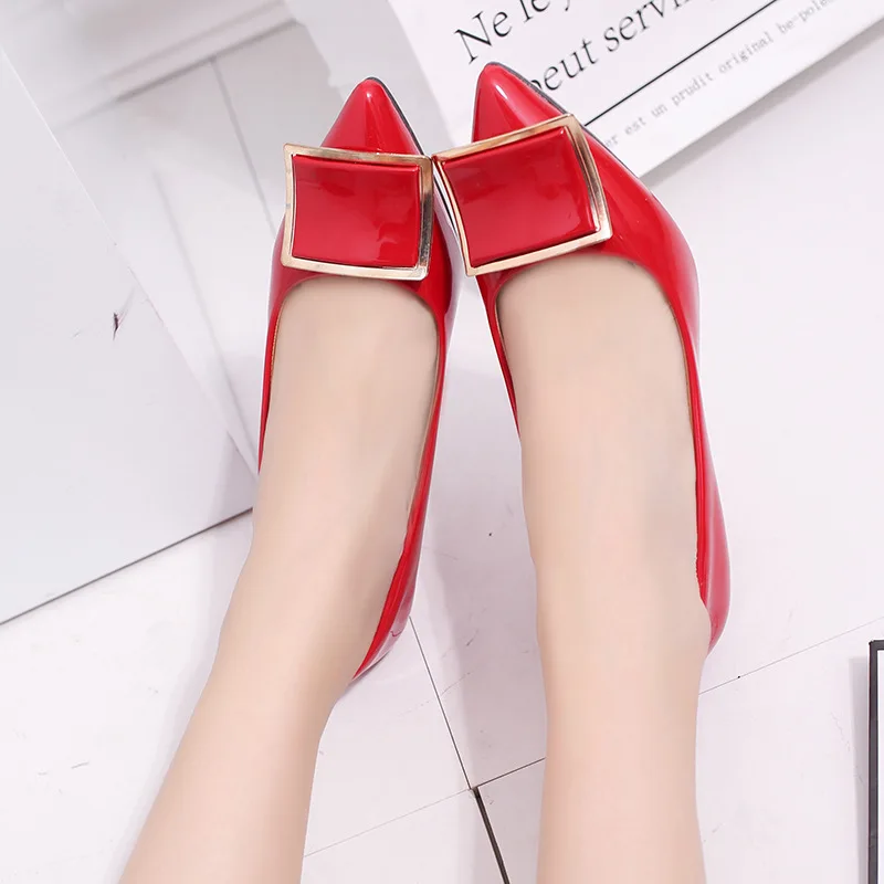 Charol Para Ayuda Señoras Aguja Cm Cabeza 6 Zapatos Beige Rojo Tacón Las negro Mujeres Hebilla rojo Alto 2018 De Boda Puntiaguda Gatos Bajo TPFwqS