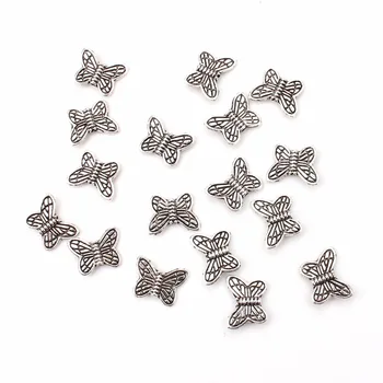 

50pcs/lot Antique Tibetan Silver Color Butterfly Charm Spacer Beads Pendant For Bracelet Necklace DIY jewelry accessories making